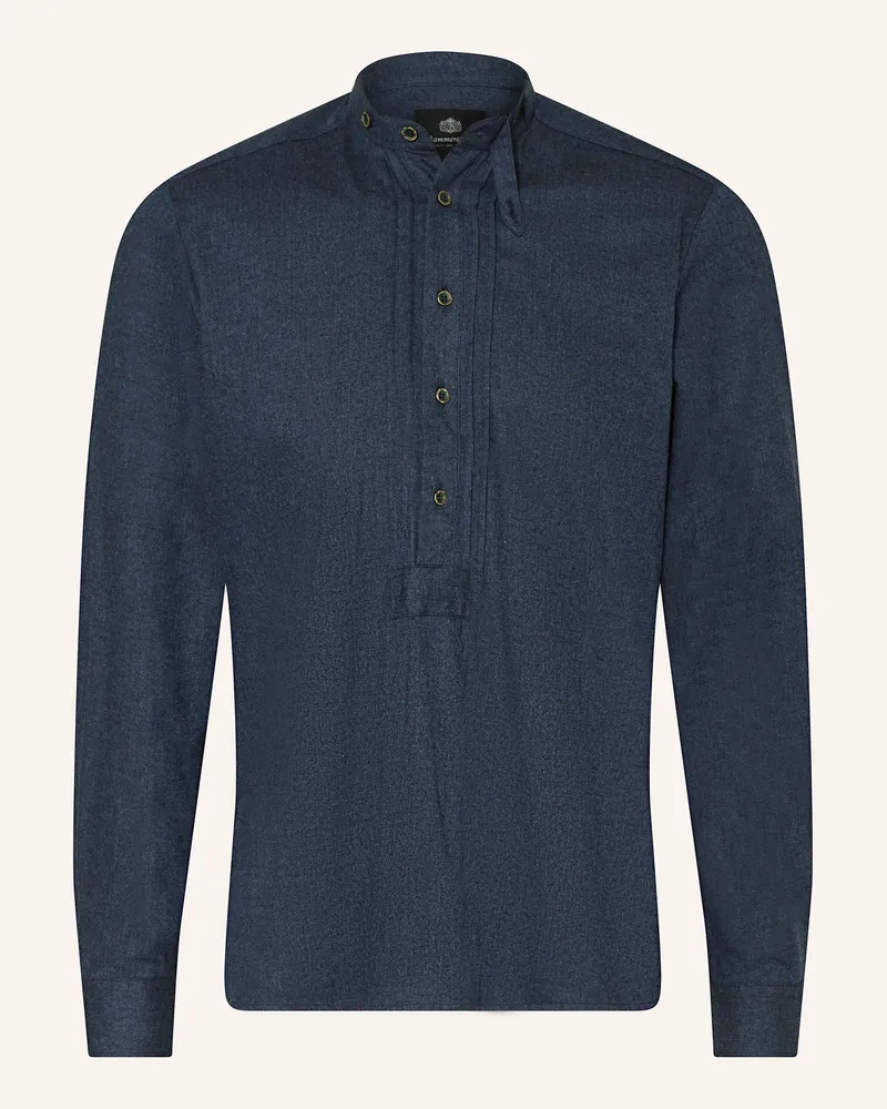 Hammerschmid Trachtenhemd Slim Fit mit Stehkragen Dunkelblau