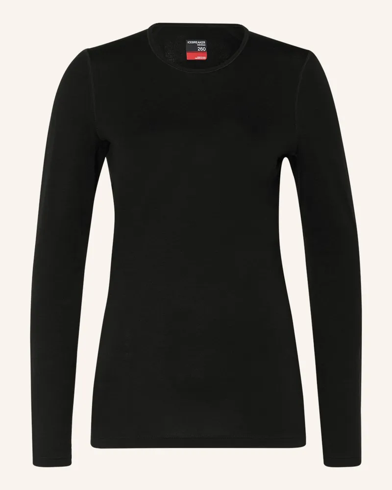 Icebreaker Funktionswäsche-Shirt 260 Tech Aus Merinowolle schwarz Schwarz
