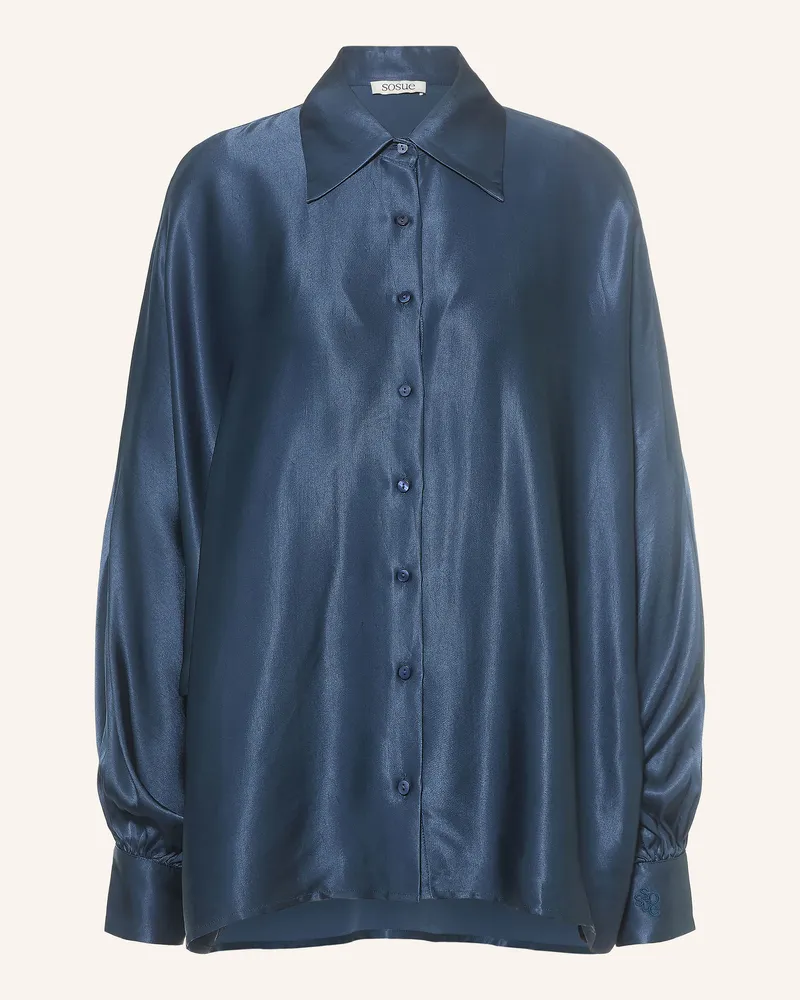 SoSUE Hemdbluse Antonia Aus Satin blau Dunkelblau
