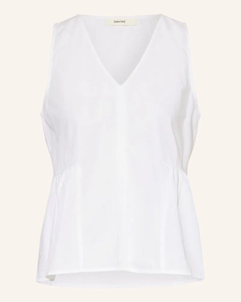 Selected Top Mit Rüschen weiss Weiss
