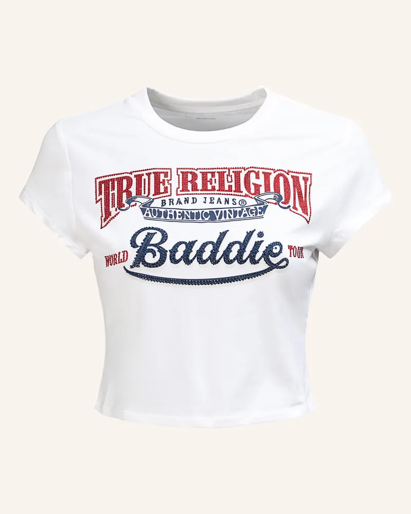 True Religion T-Shirt Cropped Weiss