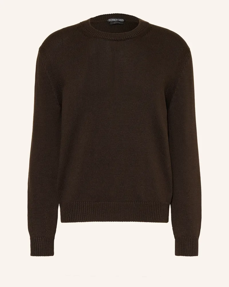 Tom Ford Pullover mit Seide Dunkelbraun