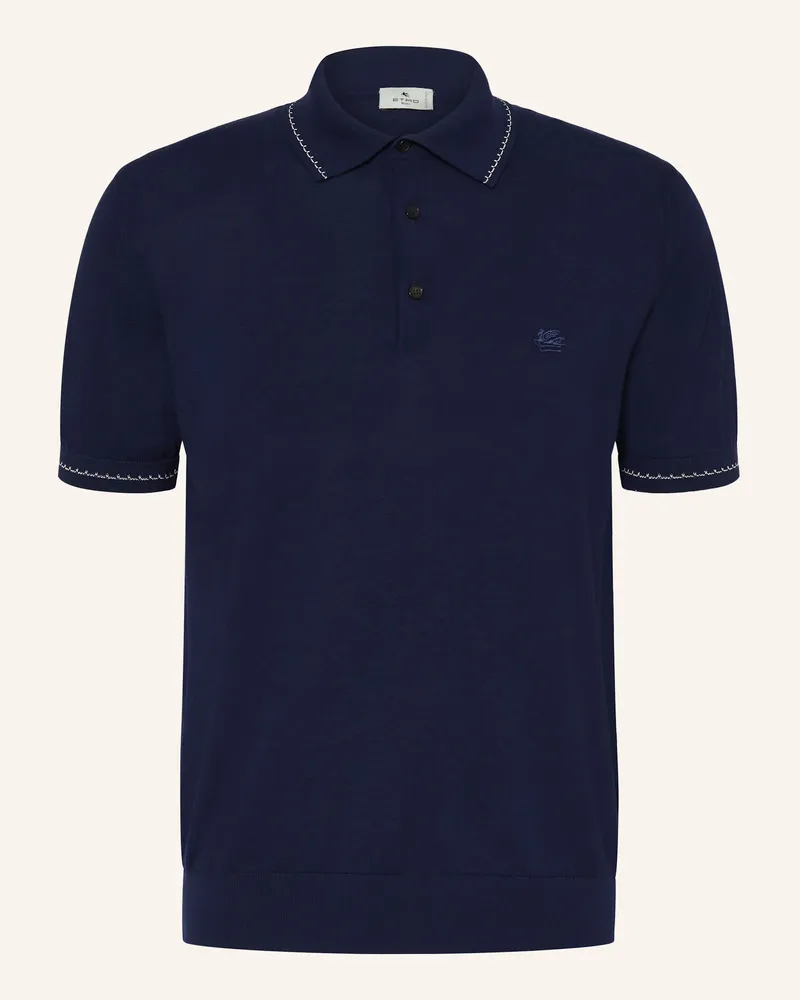 Etro Strick-Poloshirt Regular Fit Dunkelblau