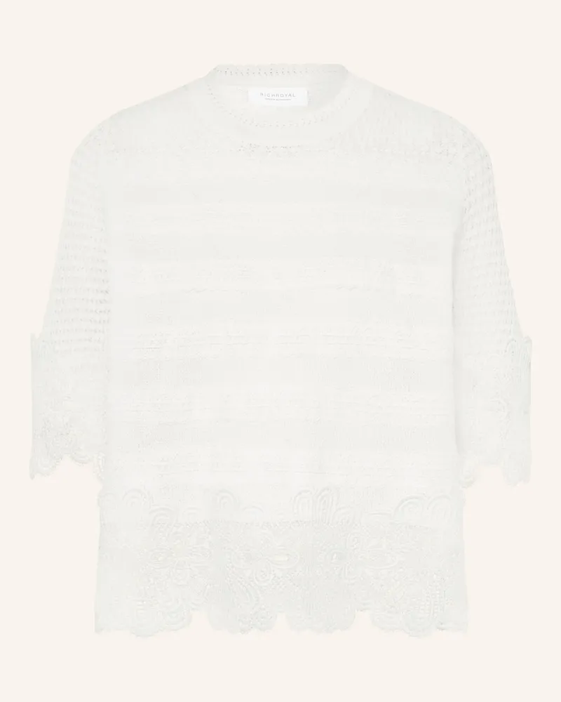 Rich&Royal Strickshirt Mit Spitze weiss Weiss