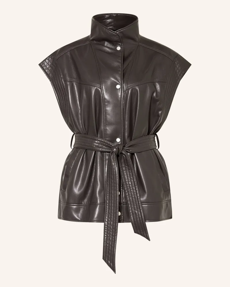 HUGO BOSS Weste In Lederoptik grau Dunkelgrau