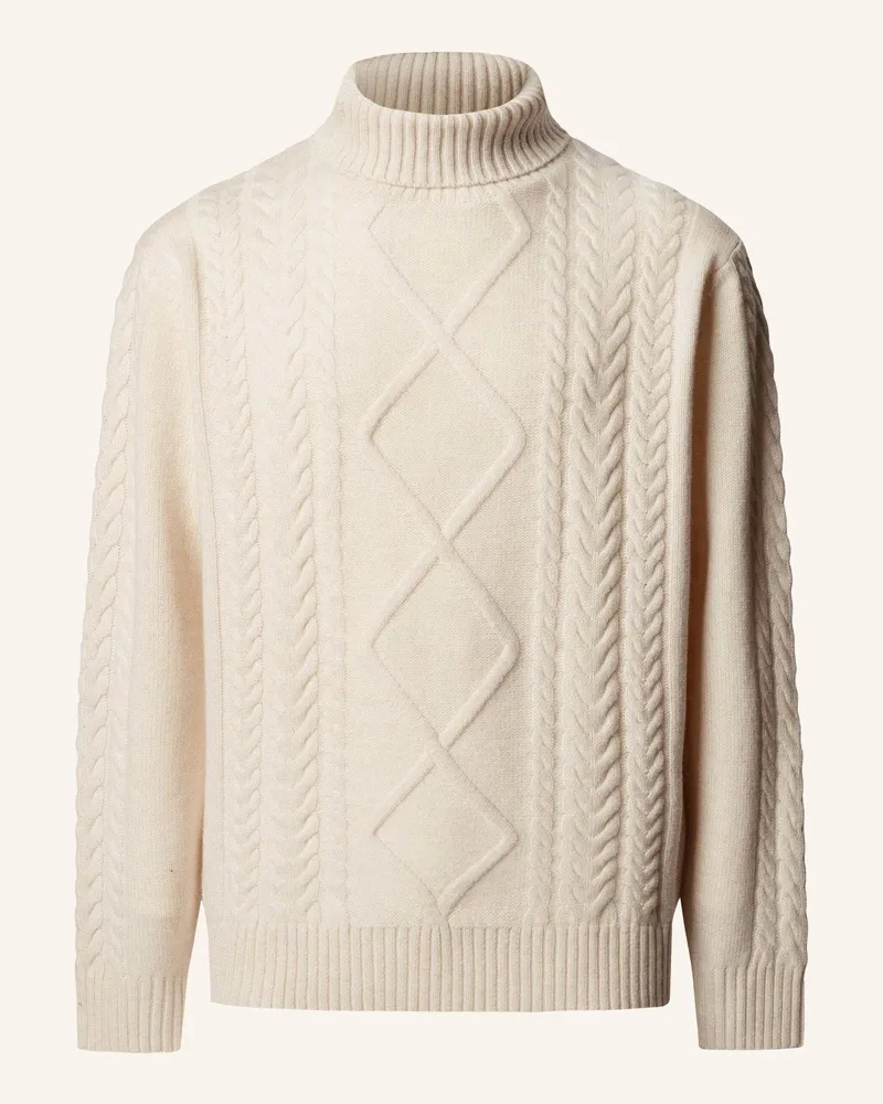 Hackett Pullover Argyle Cable Roll Nk weiss Creme