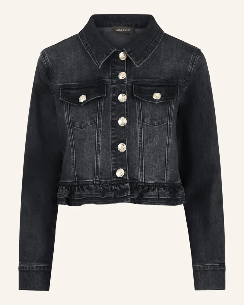 Apart Jeansjacke mit Rüschen Schwarz
