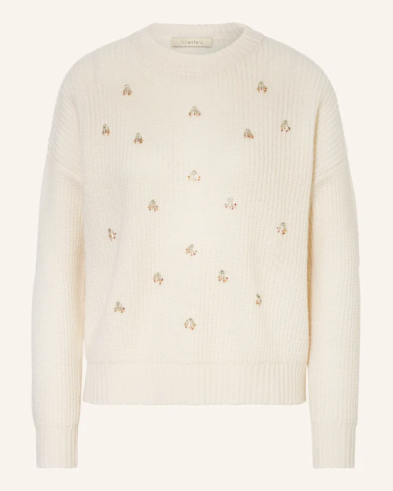 lilienfels Pullover mit Cashmere und Schmucksteinen Creme