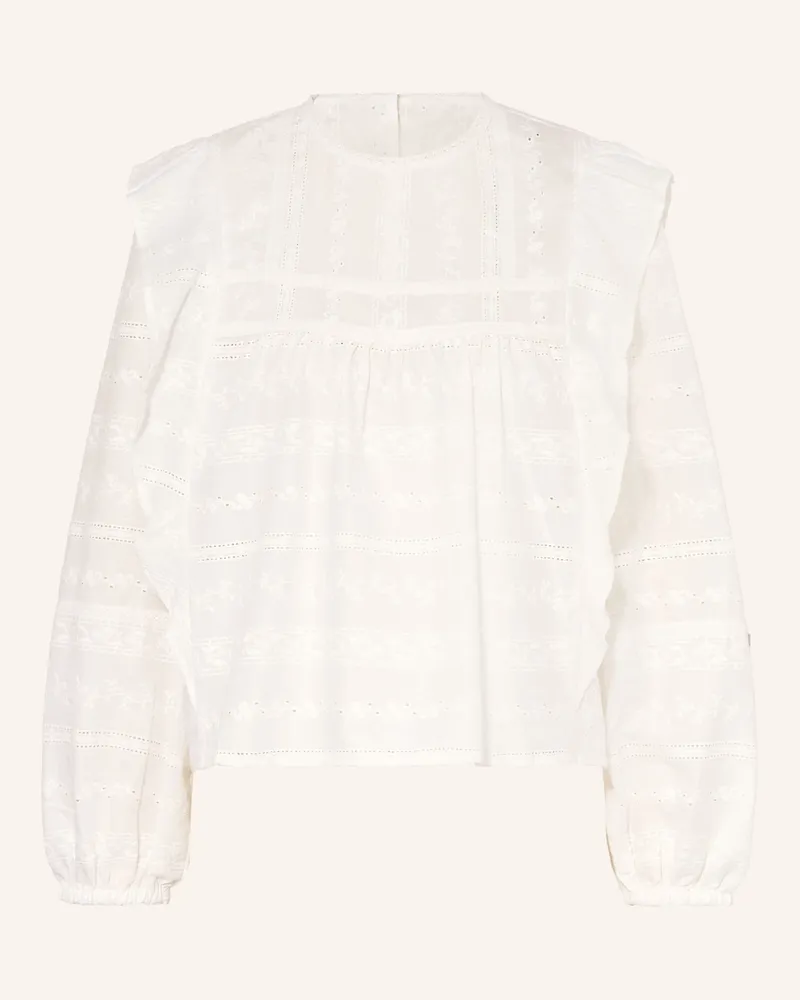 Lanius Blusenshirt mit Lochspitze und Volants Weiss