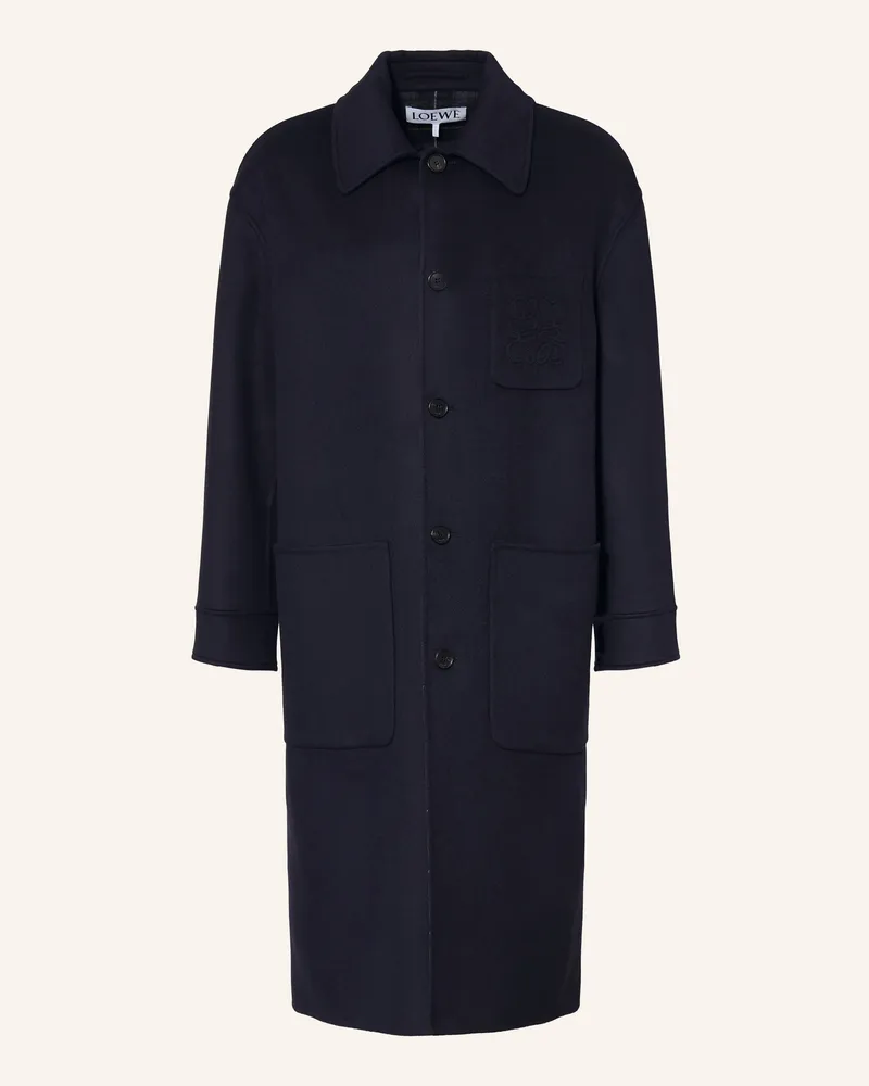 Loewe Wollmantel blau Dunkelblau