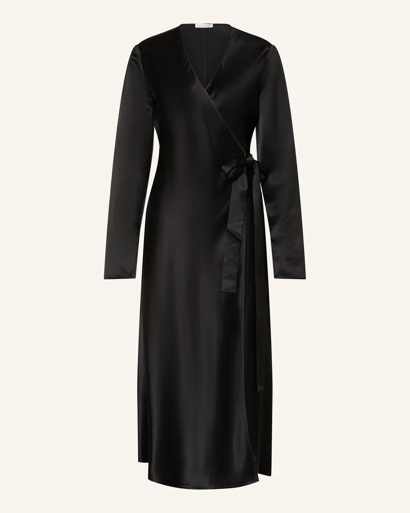 Mrs & HUGS Wickelkleid Aus Satin schwarz Schwarz