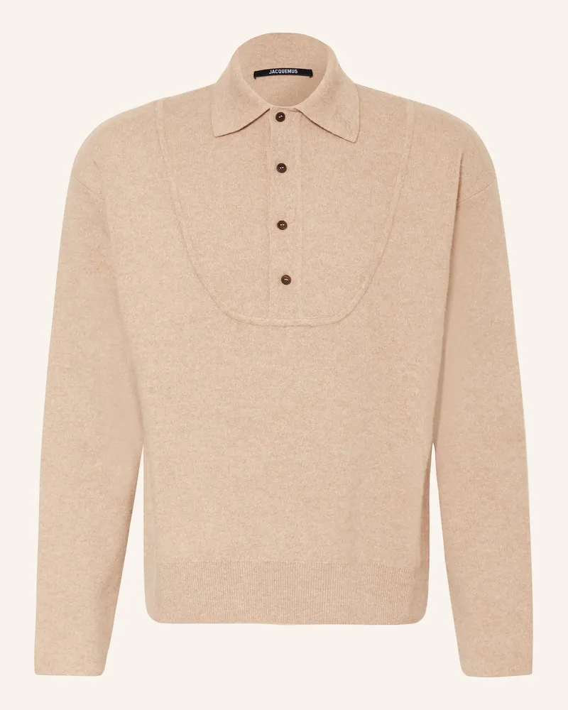 Jacquemus Strick-Poloshirt La Maille Vareuse Pallone beige Beige