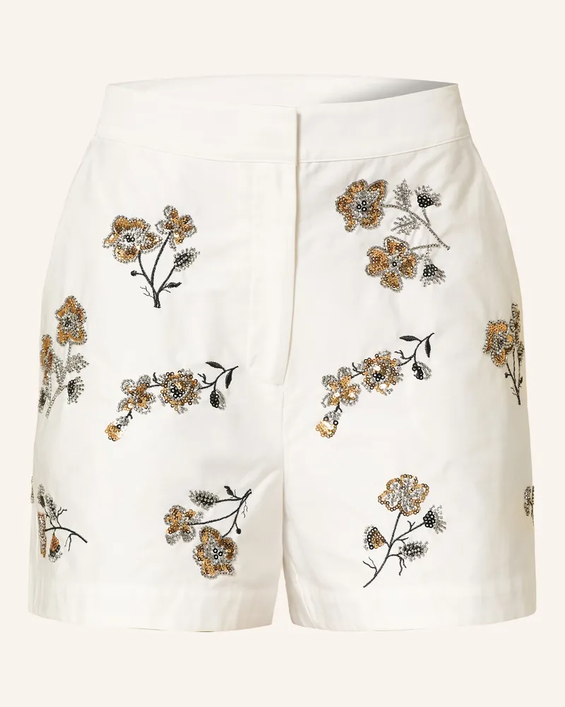 Claudie Pierlot Shorts mit Pailletten und Schmuckperlen Weiss