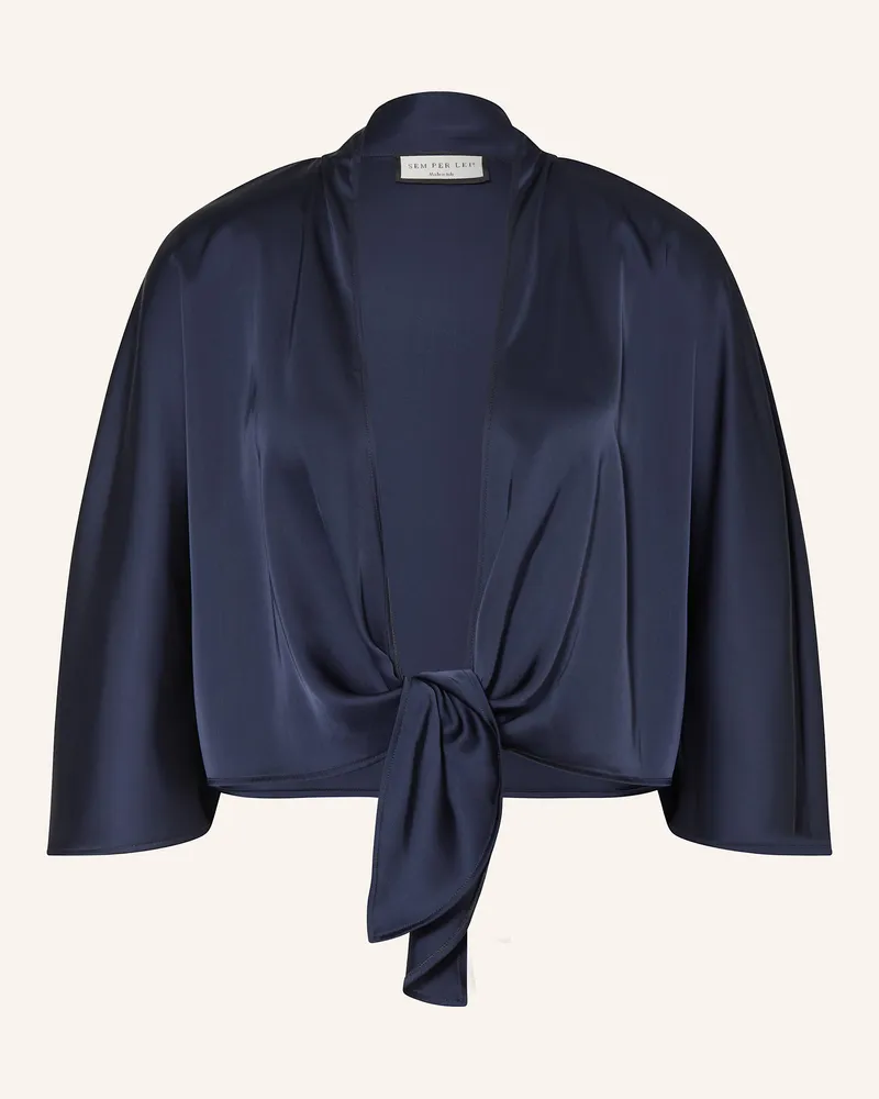 SEM PER LEI Bolero aus Satin mit 3/4-Arm Dunkelblau