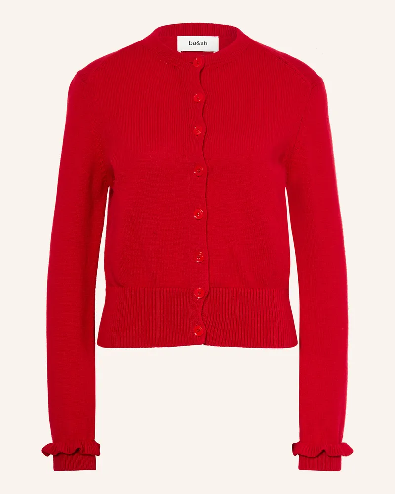 ba&sh Strickjacke KARANTE mit Rüschen Rot