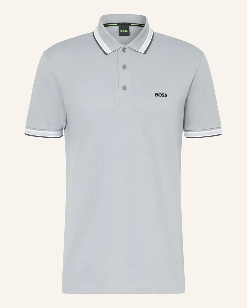HUGO BOSS Piqué-Poloshirt PADDY CURVED Regular Fit Grau