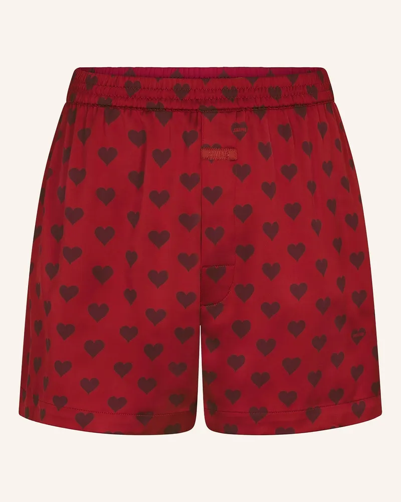 SKIMS Boxershorts Sleep Sateen Aus Satin rot Red