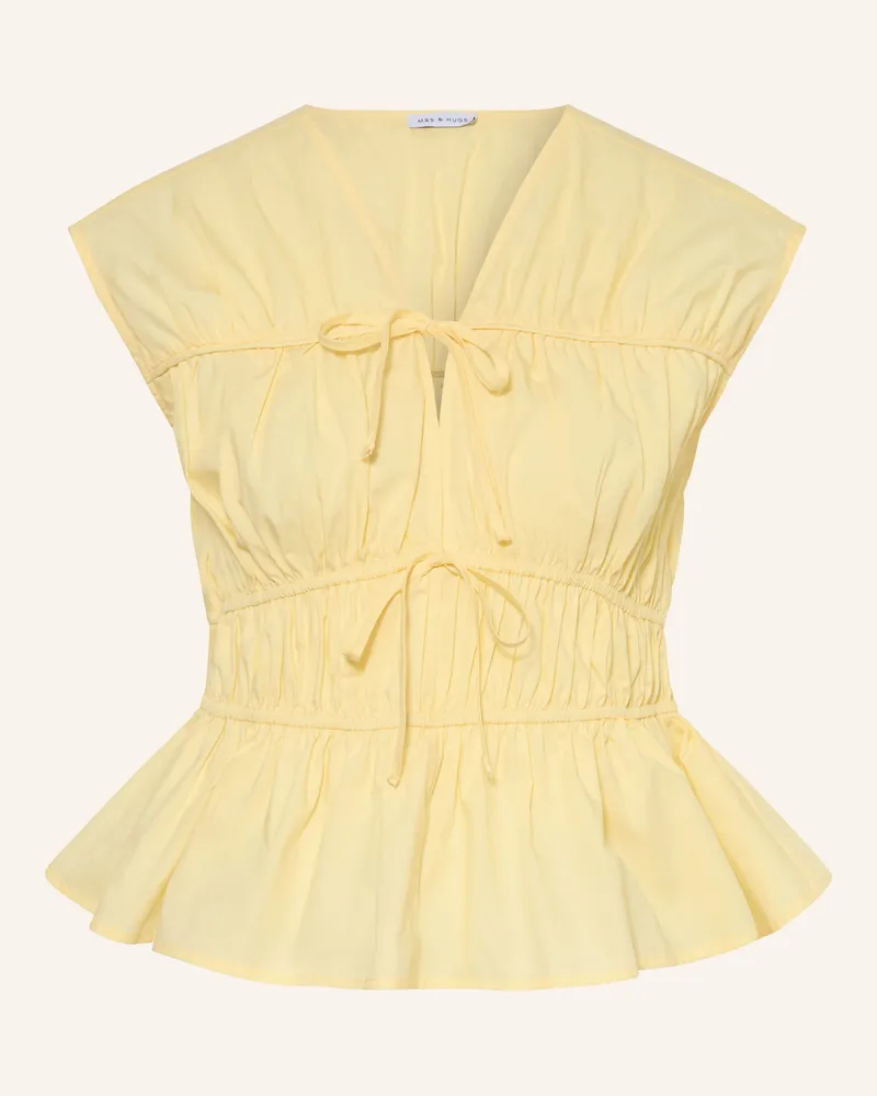Mrs & HUGS Blusentop Hellgelb