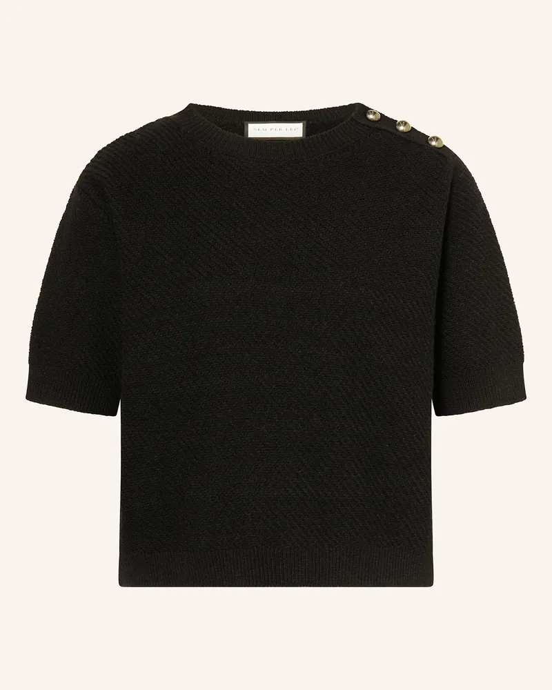 SEM PER LEI Strickshirt aus Bouclé Schwarz