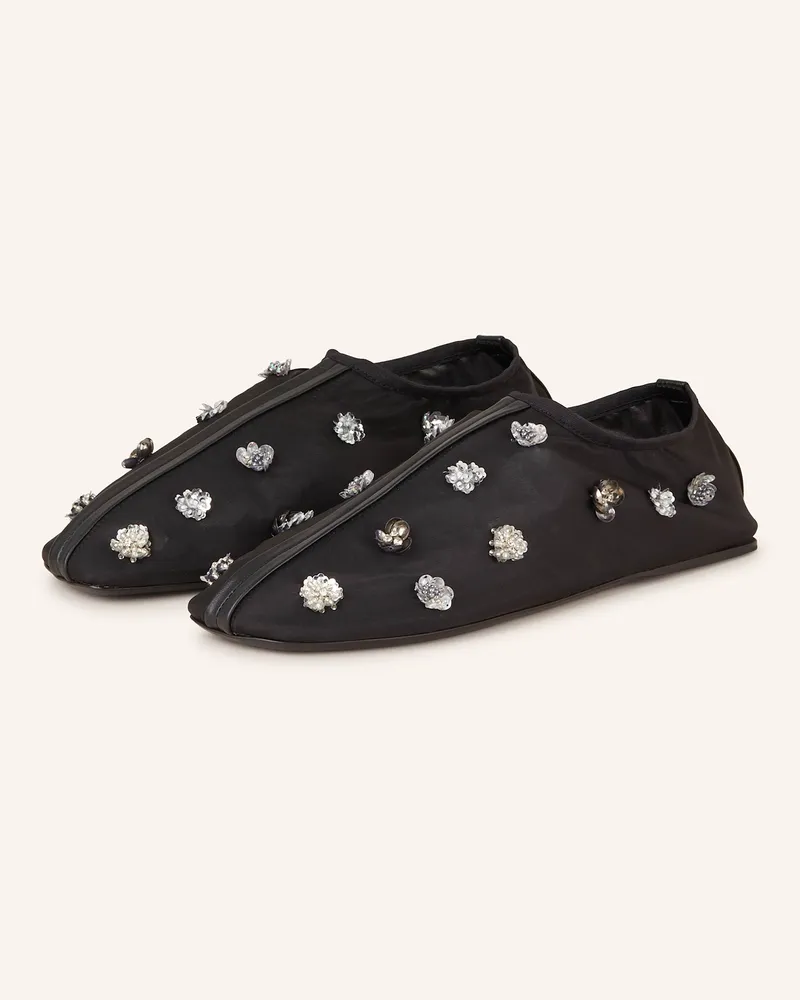 Christopher Esber Ballerinas EMBLA mit Pailletten und Schmucksteinen Schwarz