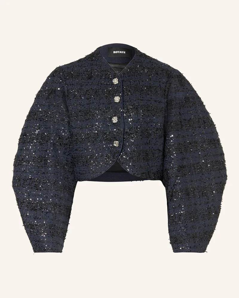 ROTATE Birger Christensen Bouclé-Jacke mit Pailletten Dunkelblau