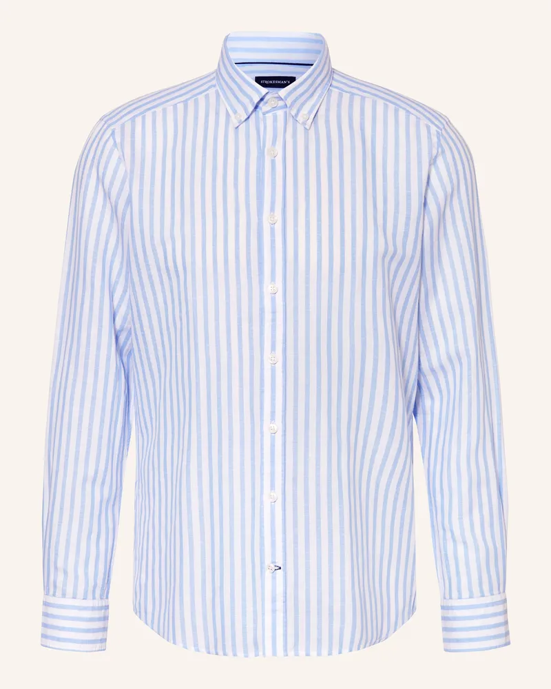 Strokesman's Hemd Regular Fit mit Leinen Weiss