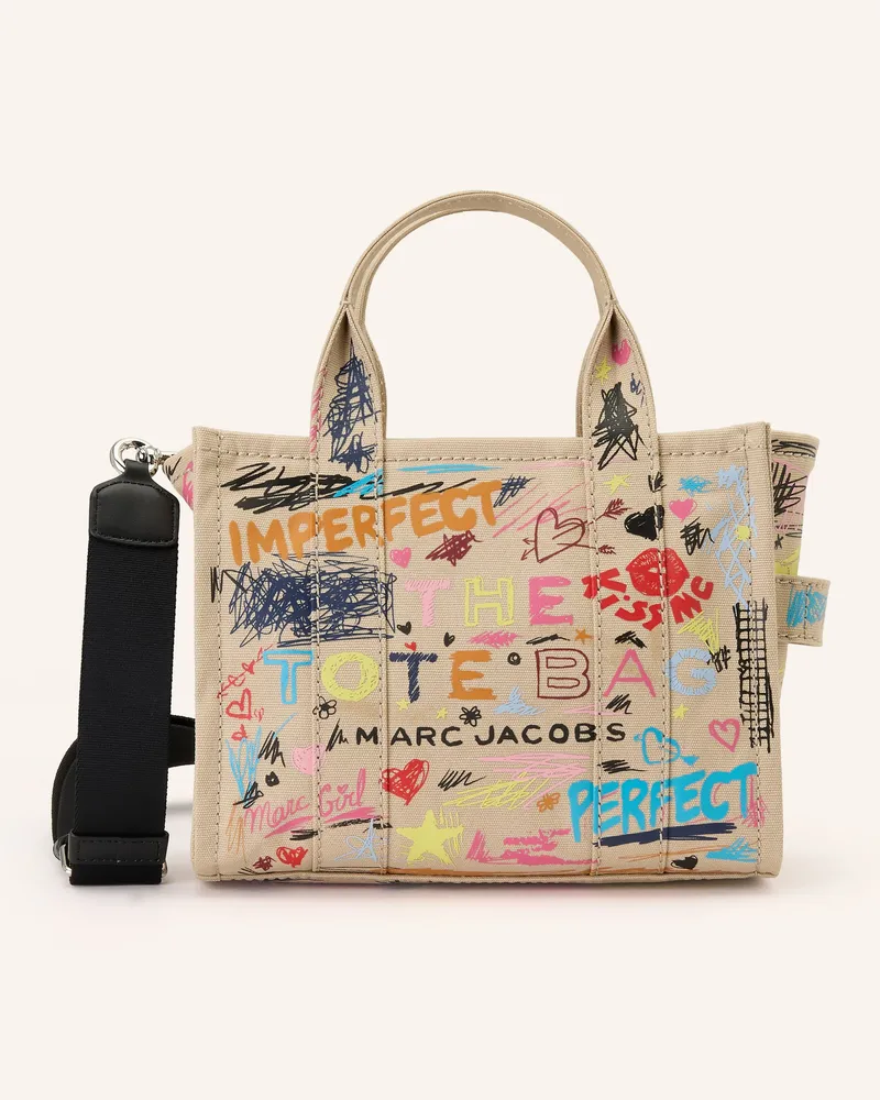 Marc Jacobs Umhängetasche The Punk Scribble Canvas Small Tote Bag beige Hellbraun