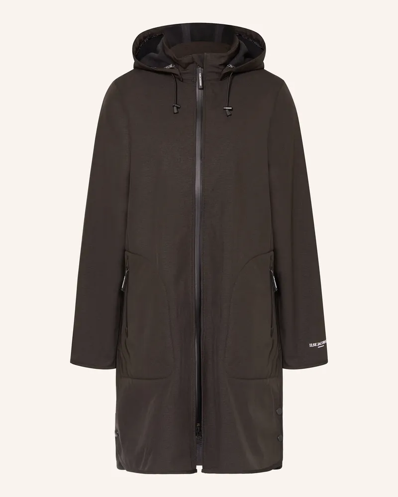 Ilse Jacobsen Regenmantel mit abnehmbarer Kapuze Schwarz