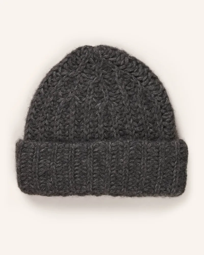 Mrs & HUGS Mütze Aus Cashmere grau Dunkelgrau