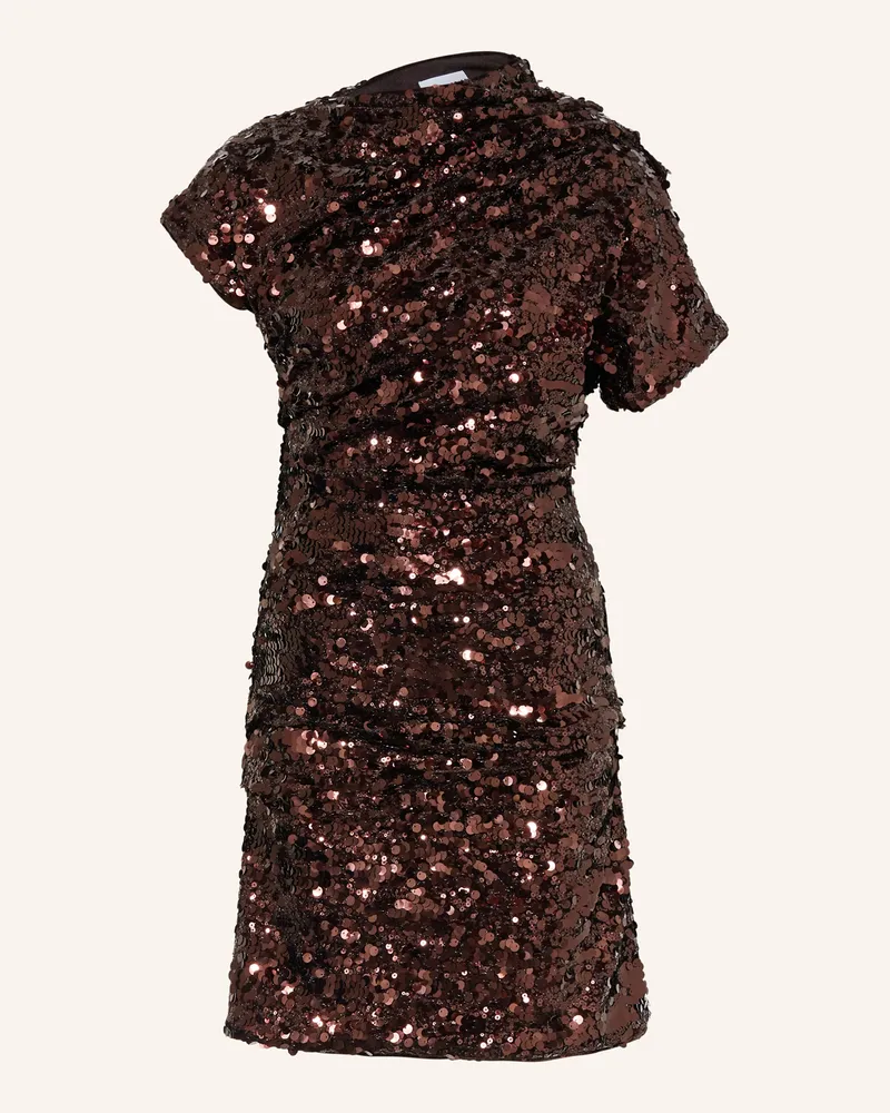 Ganni Nickikleid Mit Pailletten rot Dunkelbraun