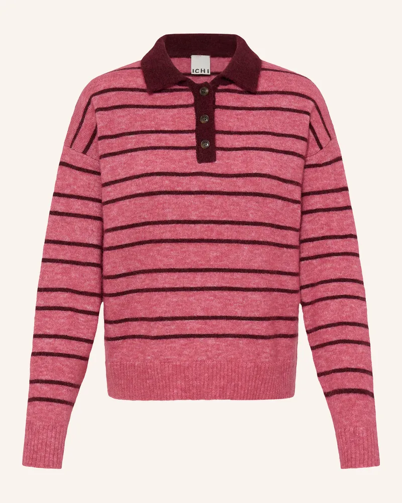 ICHI Strick-Poloshirt Ihsage pink Hellrot