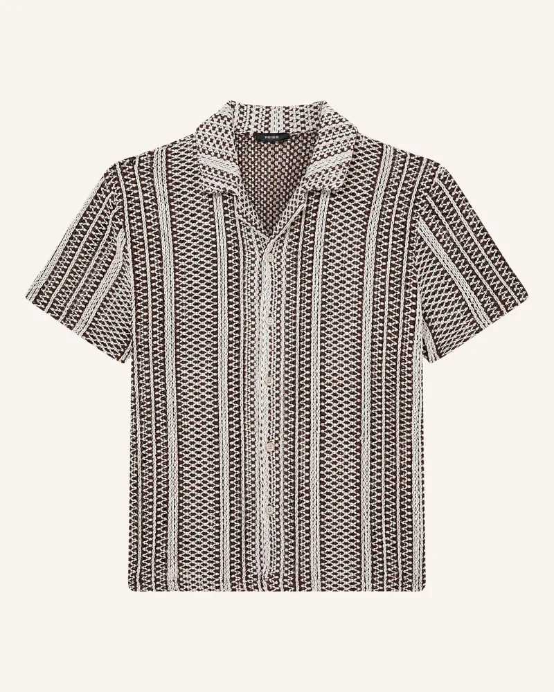 Reiss Häkelhemd Aetos Comfort Fit braun Dunkelbraun