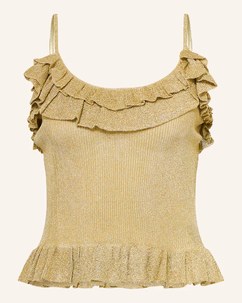 ba&sh Stricktop Zaria Mit Glitzergarn Und Volants gold Gold