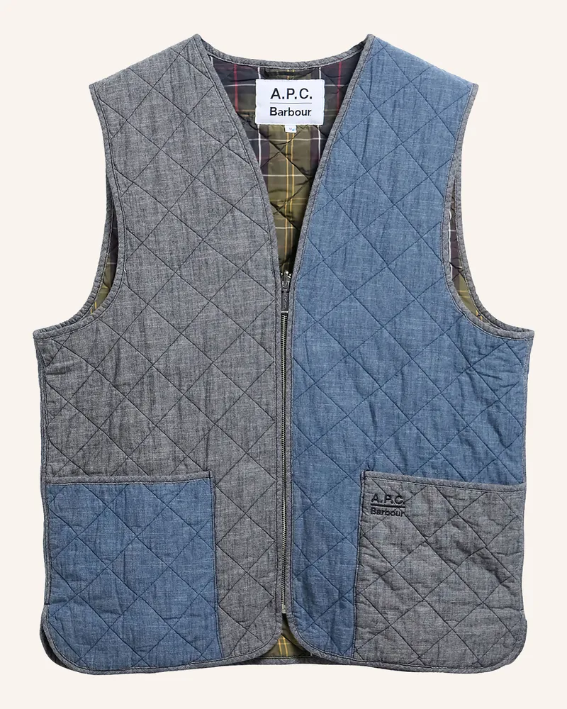 Barbour Steppweste In Jeansoptik blau Blaugrau