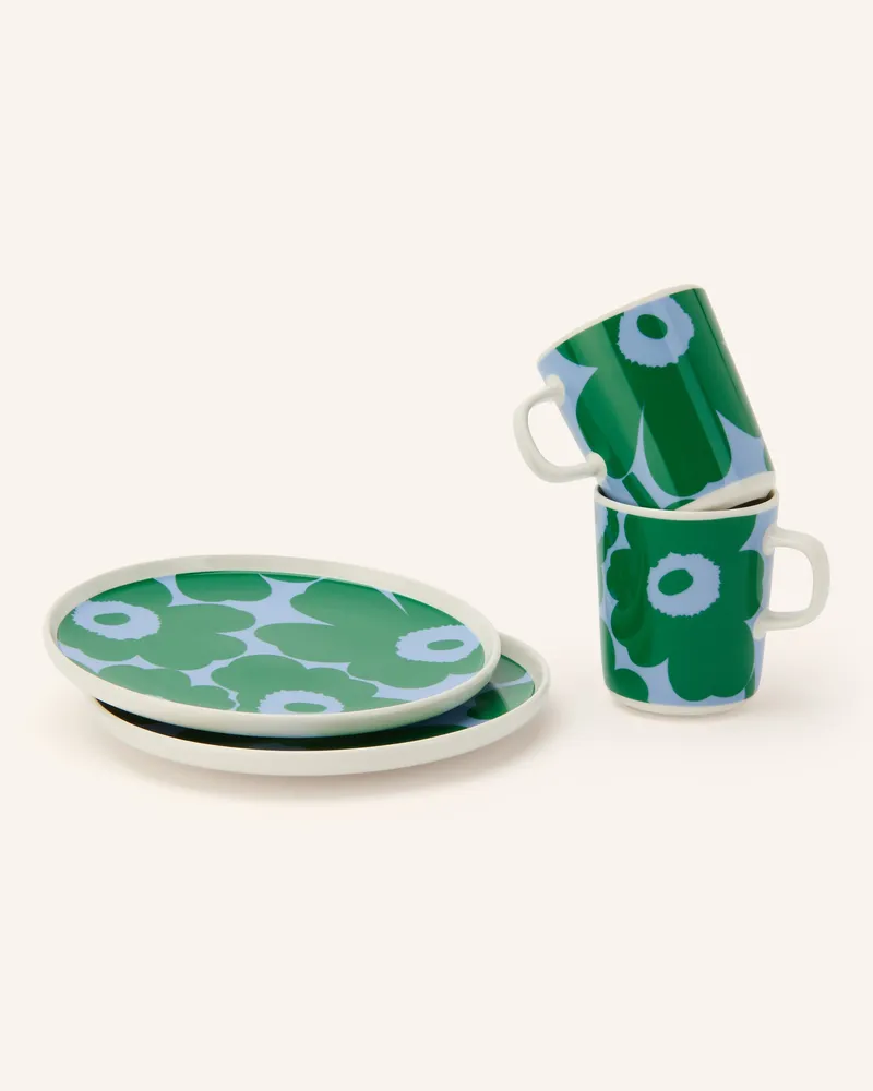 Marimekko 4-Tlg. Frühstücksset Oiva/Unikko weiss Grün