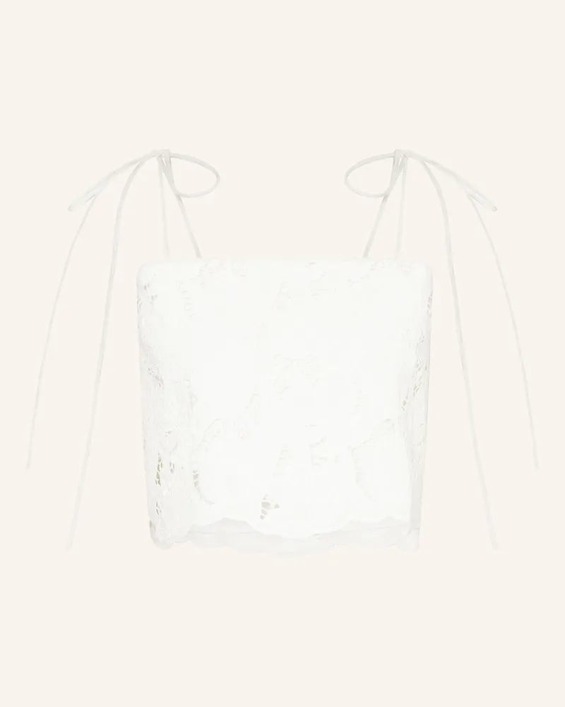 Mrs & HUGS Cropped-Top aus Spitze Weiss