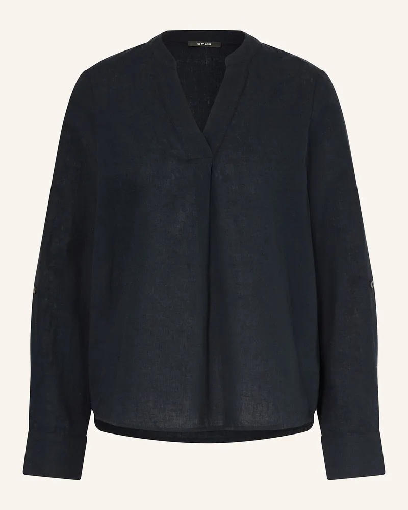 OPUS Blusenshirt FELENA mit Leinen Dunkelblau