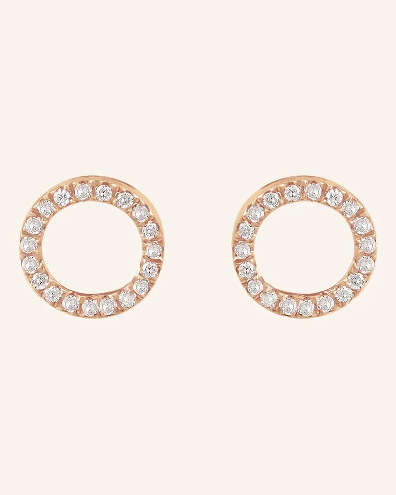 Leaf Ohrstecker Circle 18 Karat Rosegold Mit Diamanten rosegold Roségold