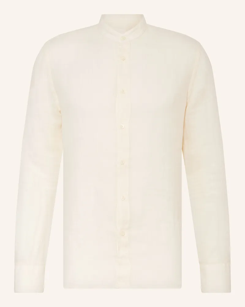 120% Lino Leinenhemd Slim Fit mit Stehkragen Creme