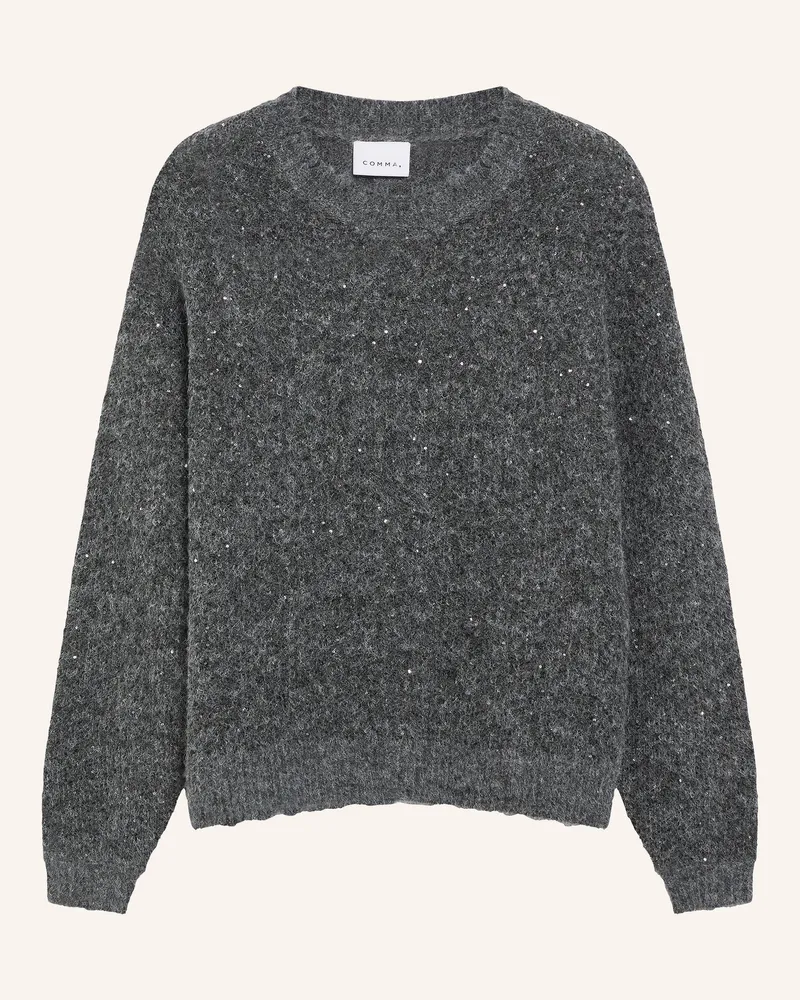 COMMA Pullover Mit Pailletten grau Dunkelgrau