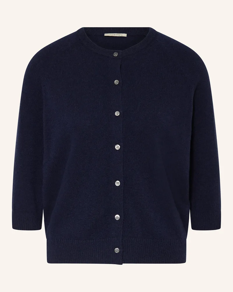 lilienfels Strickjacke aus Cashmere mit 3/4-Arm Dunkelblau