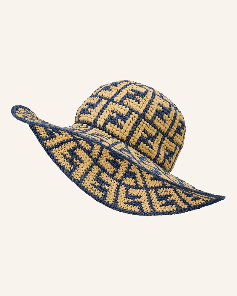 Fendi Strohhut blau Hellbraun