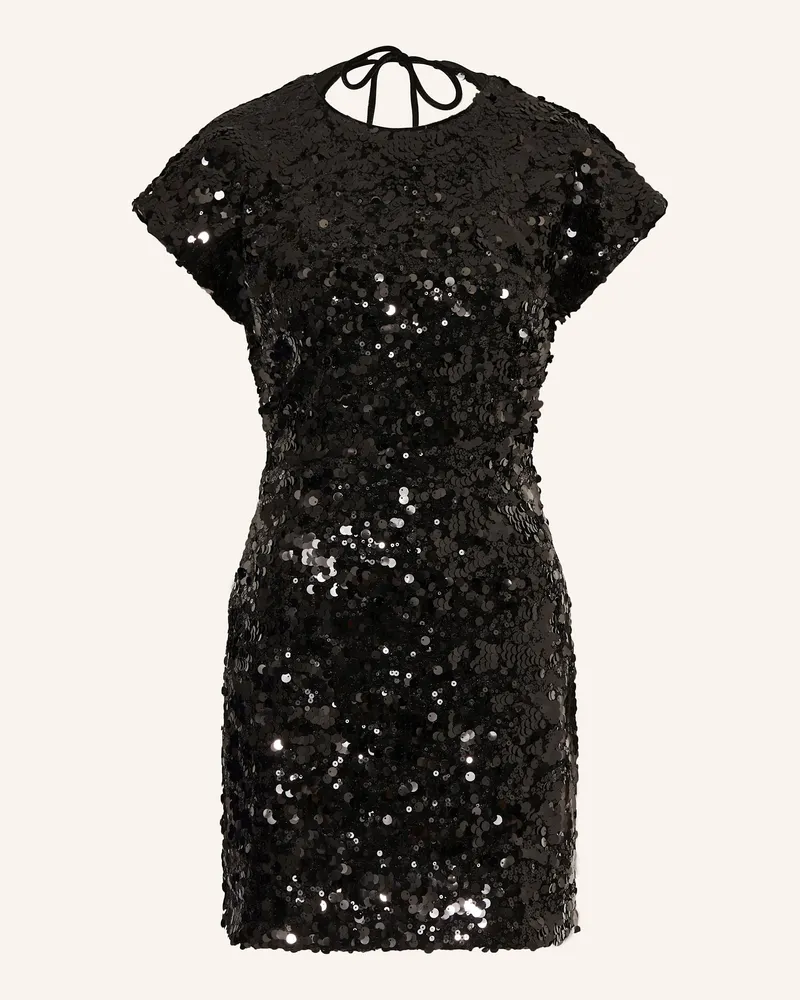 Ganni Kleid mit Pailletten und Cut-out Schwarz
