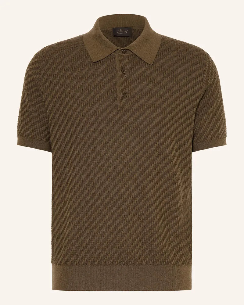 Brioni Strick-Poloshirt gruen Khaki