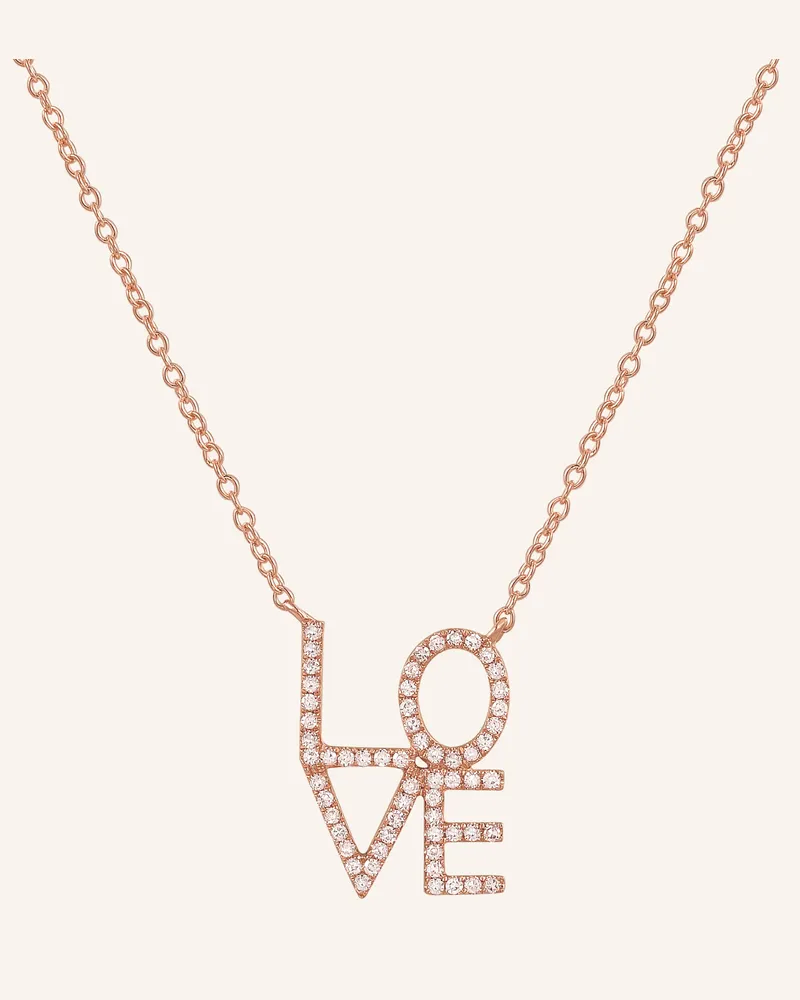 Leaf Halskette LOVE aus 18 Karat Roségold mit Diamanten Roségold