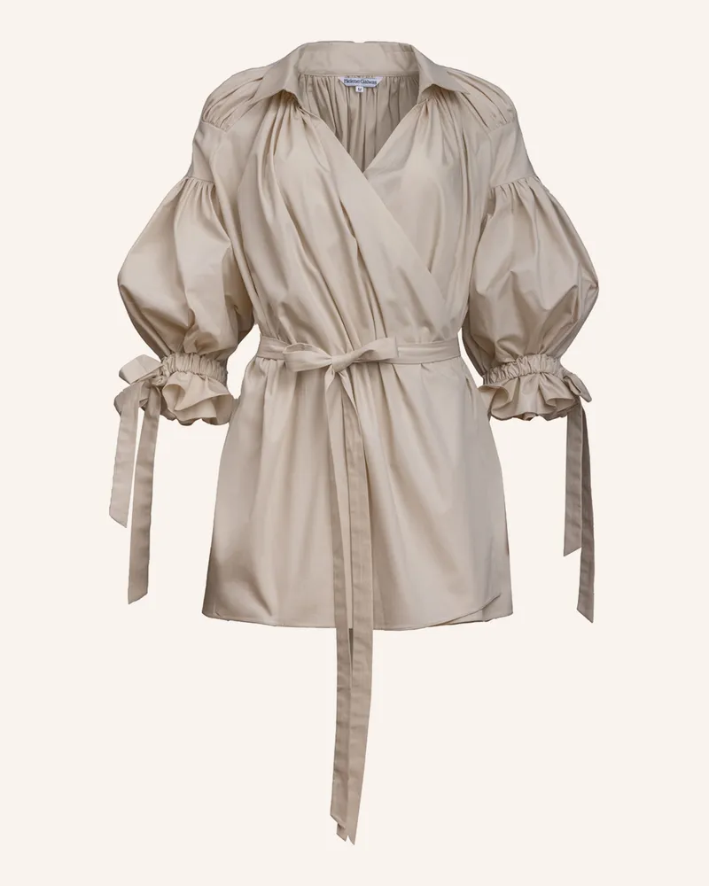 Helene Galwas Wickelbluse Aus Baumwolle Inka beige Blau