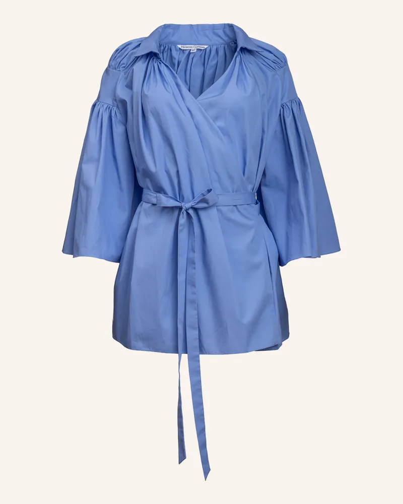 Helene Galwas Wickelbluse Aus Baumwolle Inka beige Blau