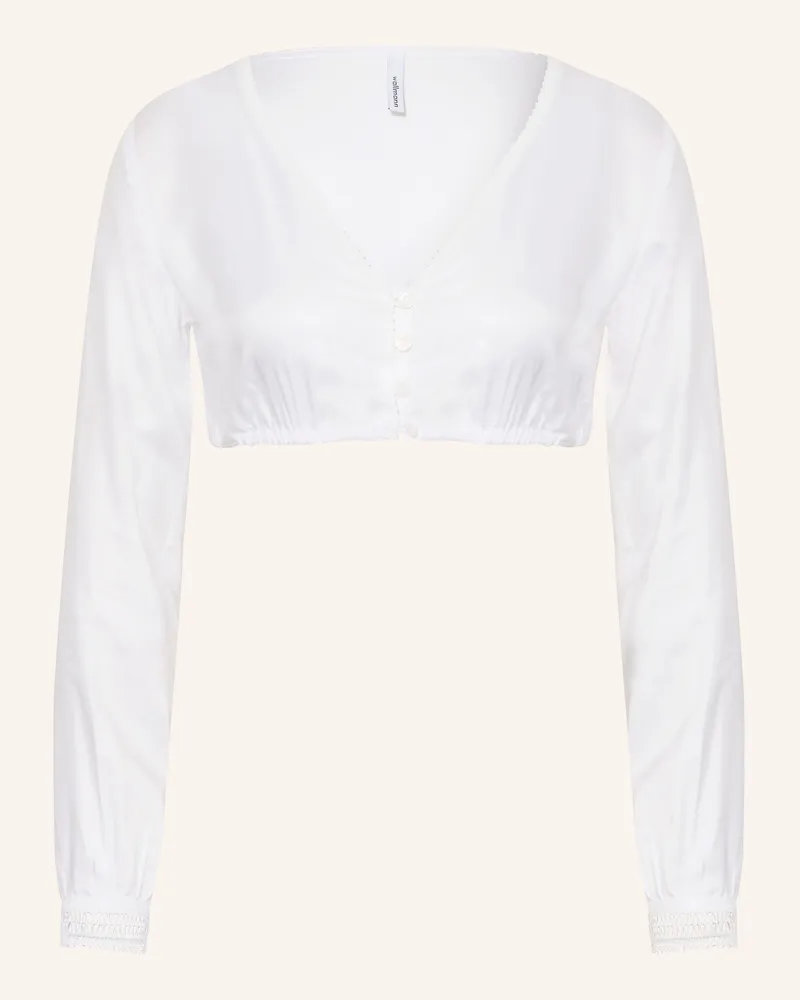 Wallmann Dirndlbluse Mit Spitze weiss Weiss
