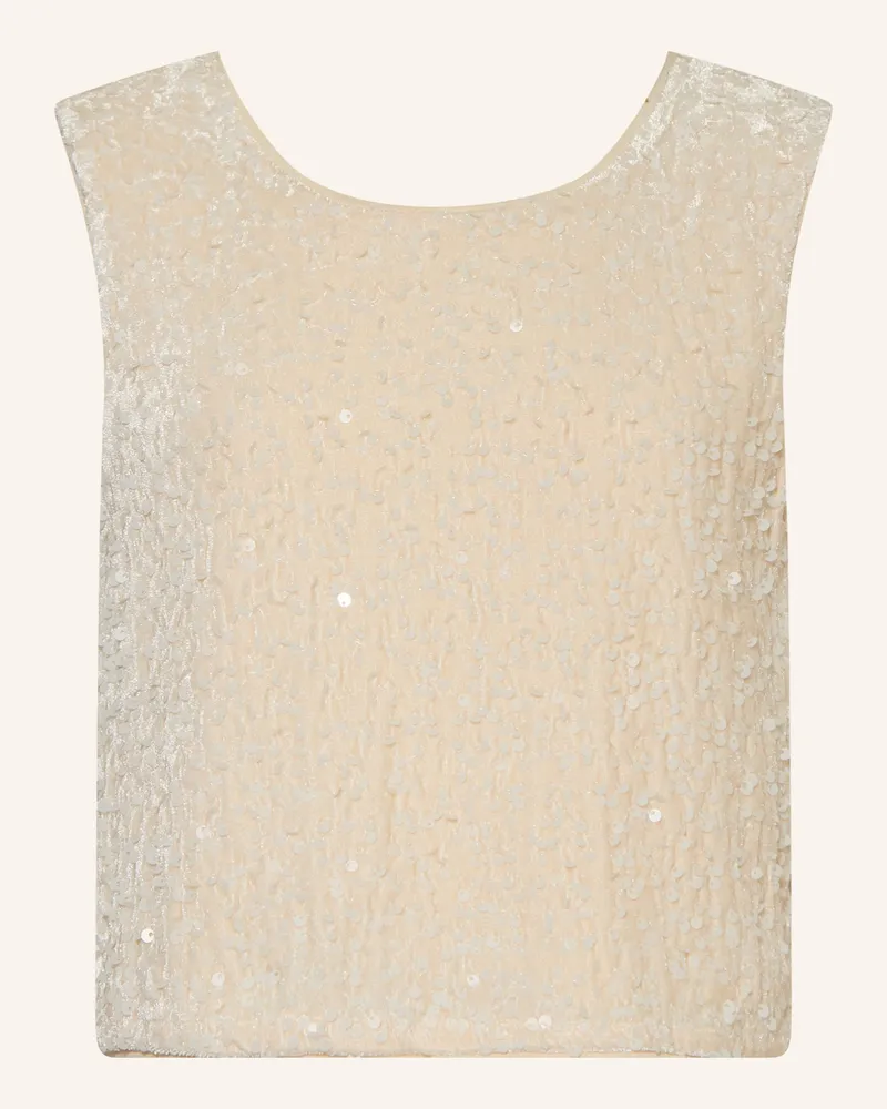 S.Oliver Top mit Pailletten Ecru