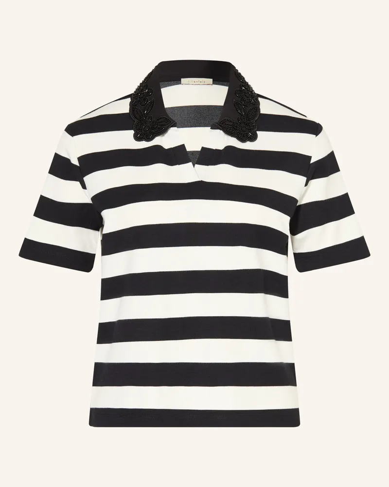 lilienfels Jersey-Poloshirt Mit Schmuckperlen weiss Weiss